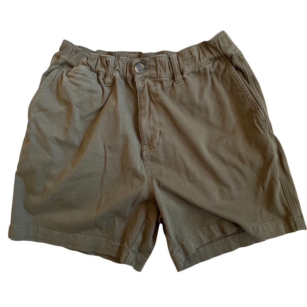 Cove USA Men Size 28 Olive Khaki Stretch Cotton Twill Elastic Waist Chino Shorts
